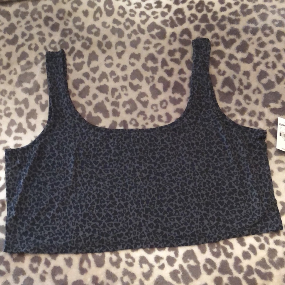 Express Cropped Sleep Tank in Black Leopard Print Size XL Women’s